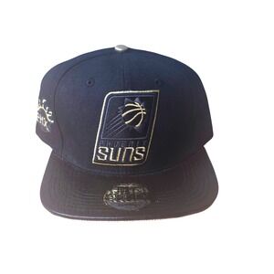 Pro Standard Phoenix Suns NBA Snapback Hat Black Gold Leather Visor Adjustable